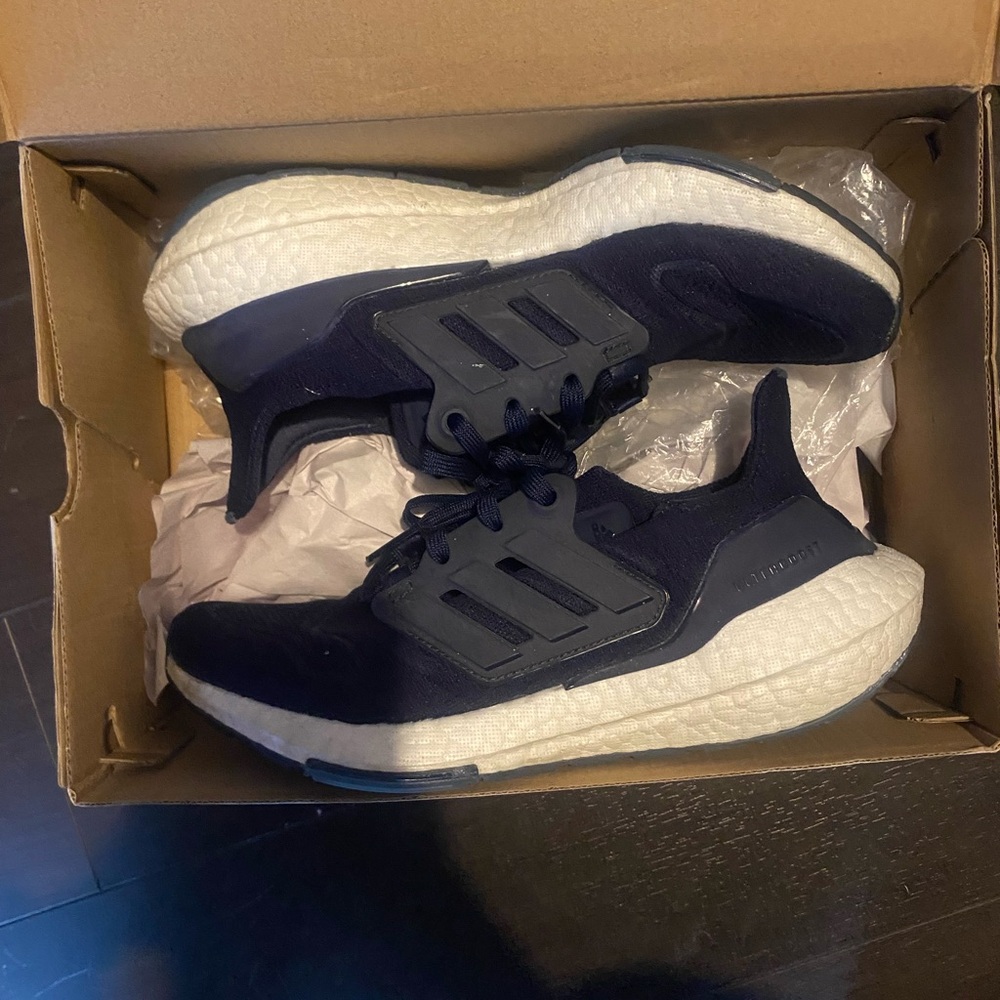 Adidas Navy and White Sneakers